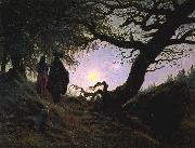 Caspar David Friedrich Man and Woman Contemplating the Moon Spain oil painting artist